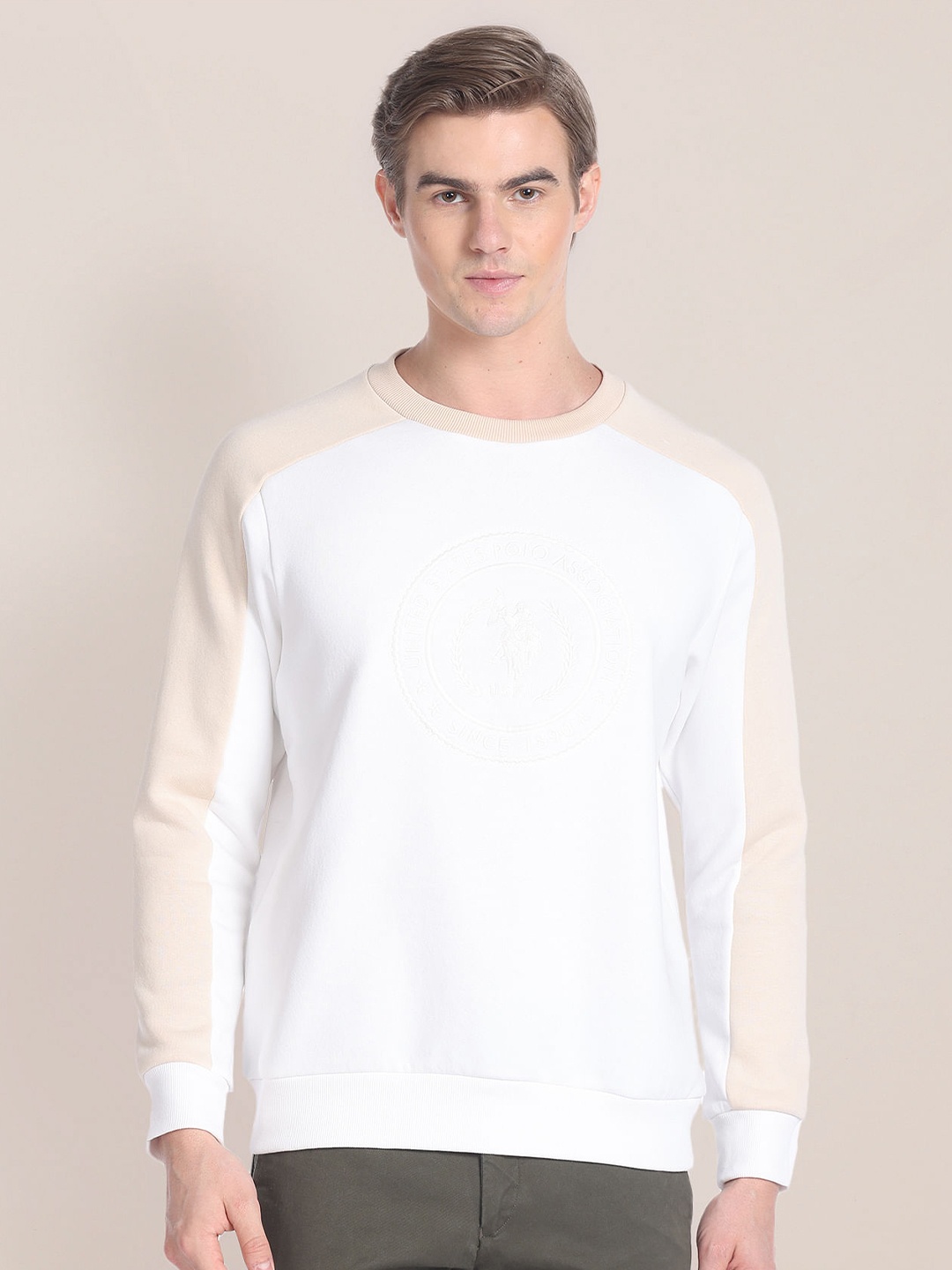 

U.S. Polo Assn. Round Neck Cotton Sweatshirt, White