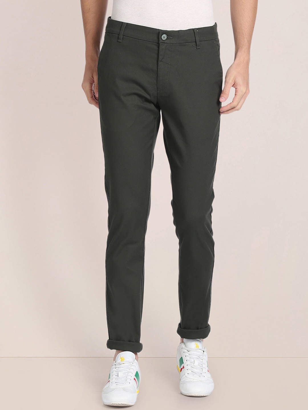 

U.S. Polo Assn. Men Mid-Rise Trousers, Green