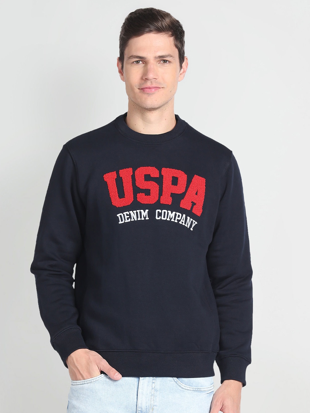 

U.S. Polo Assn. Denim Co. Brand Logo Printed Cotton Sweatshirt, Navy blue