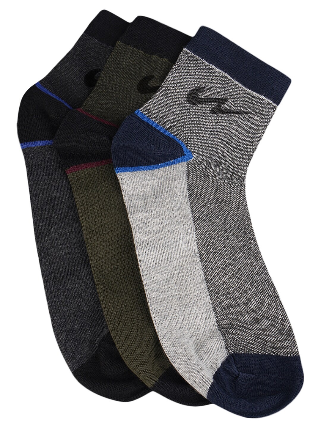 

Campus Unisex Pack Of 3 Colourblocked Ankle-length Socks, Grey melange