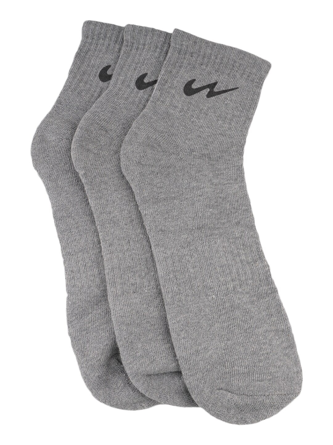 

Campus Pack Of 3 Printed Detail Cotton Ankle-length Socks, Grey