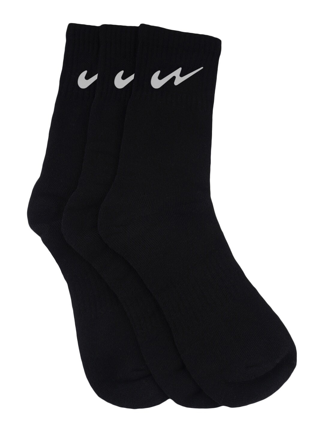

Campus Pack Of 3 Printed Detail Cotton Calf-length Socks, Black