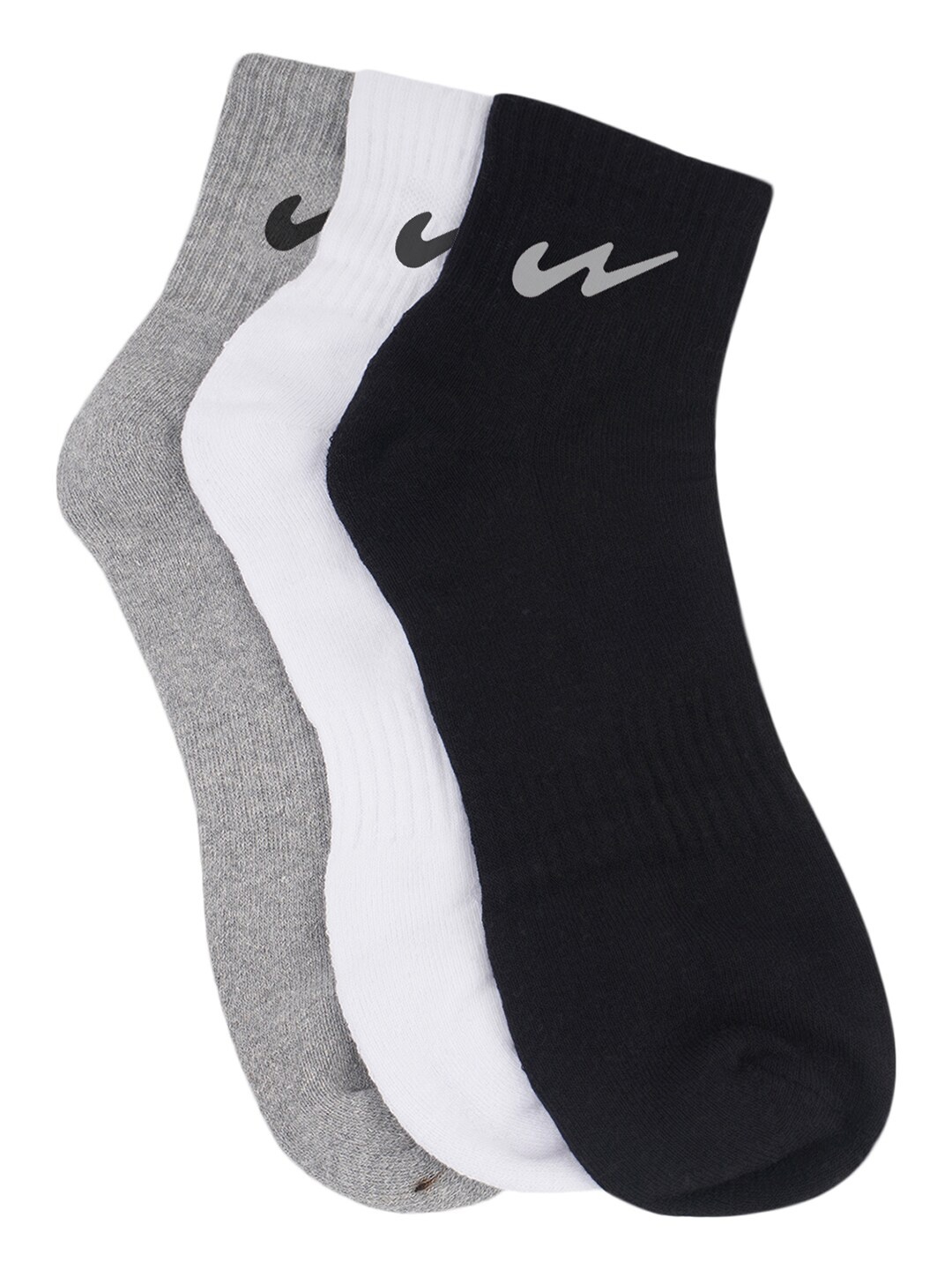 

Campus Pack Of 3 Printed Detail Cotton Ankle-length Socks, White