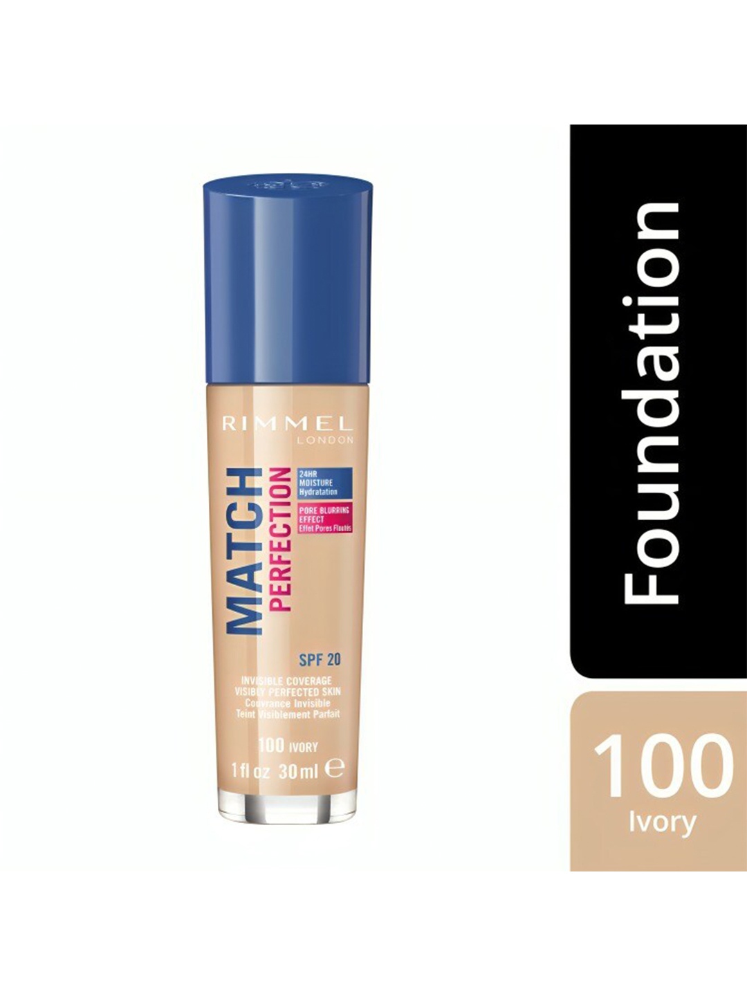 

Rimmel London Match Perfection SPF 20 Foundation 30 ml - Ivory 100, Off white