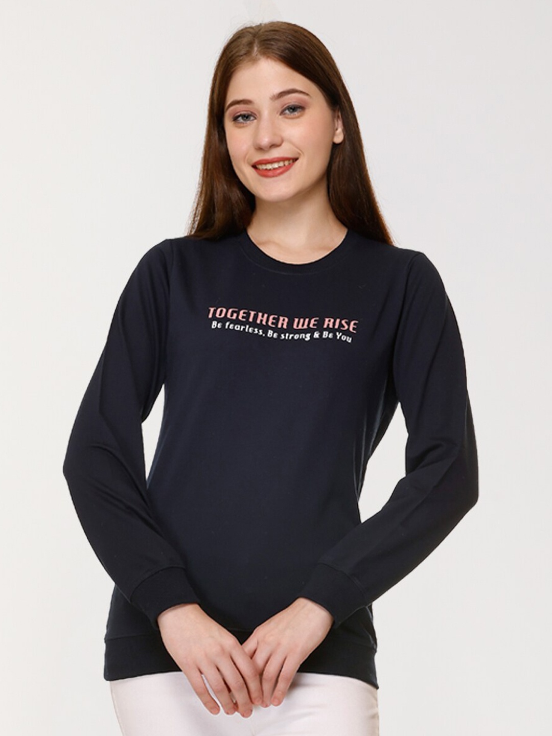 

UNEMODE Typography Printed Cotton Sweatshirt, Black