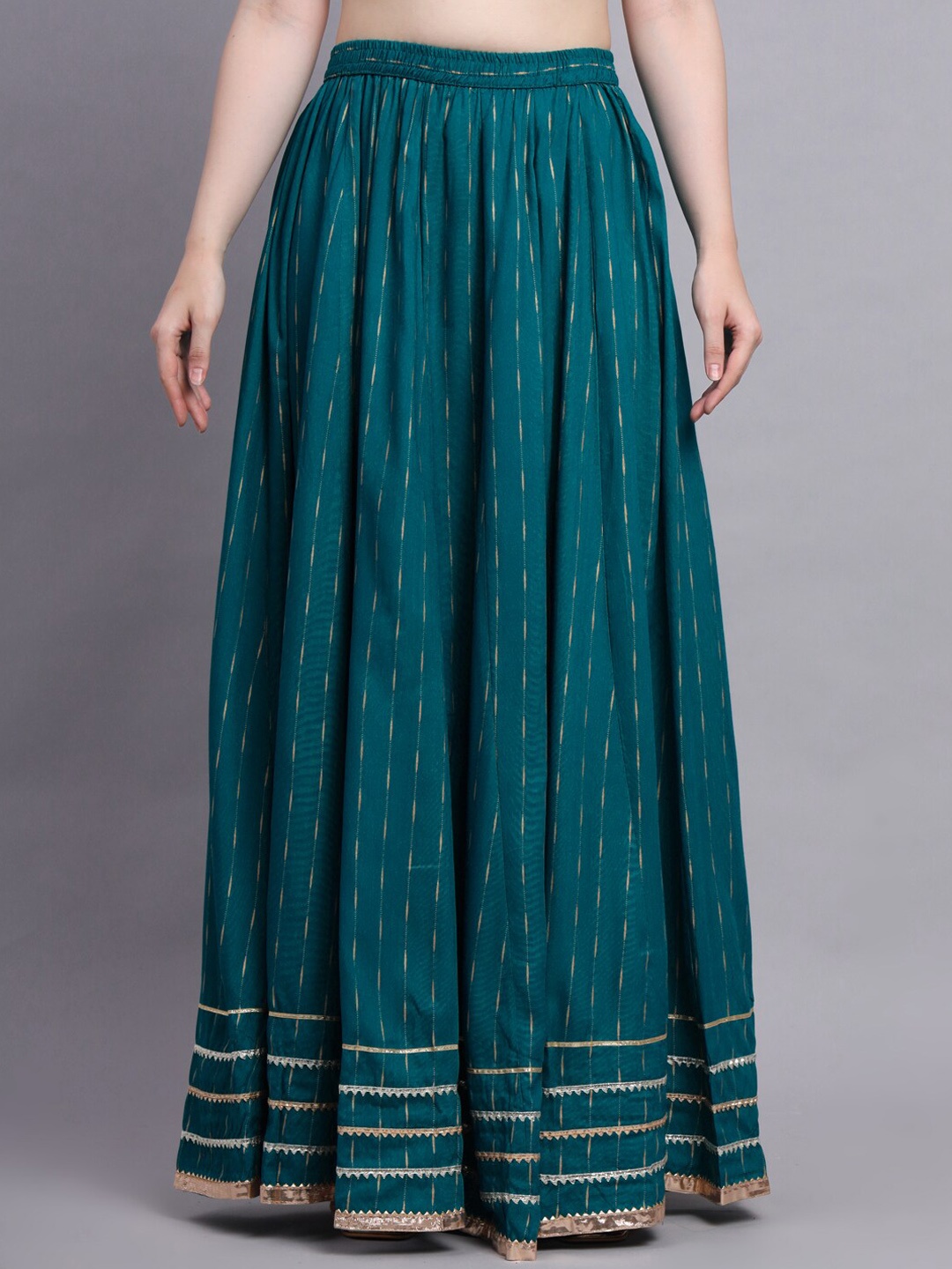 

KALINI Striped Flared Maxi Skirt, Turquoise blue