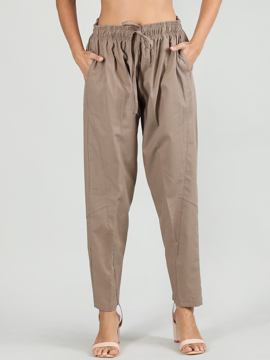 

CHKOKKO Women Smart Easy Wash Linen Trousers, Brown