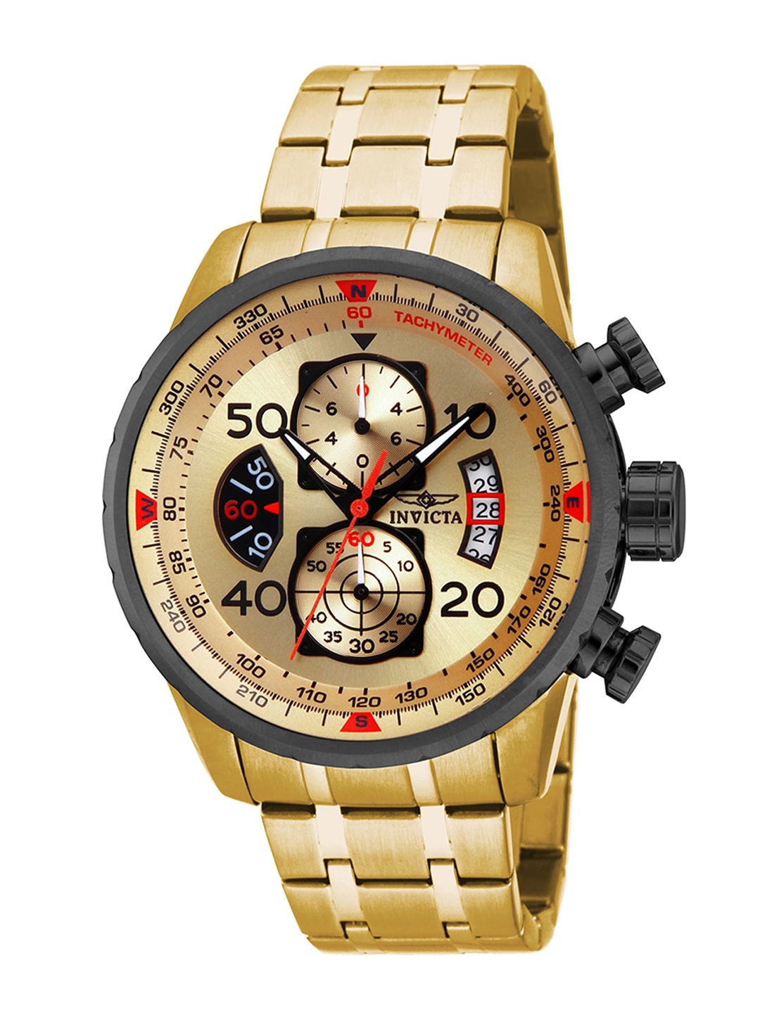 

Invicta Aviator Men Stainless Steel Bracelet Style Chronograph Motion Powered Watch 17205, Gold