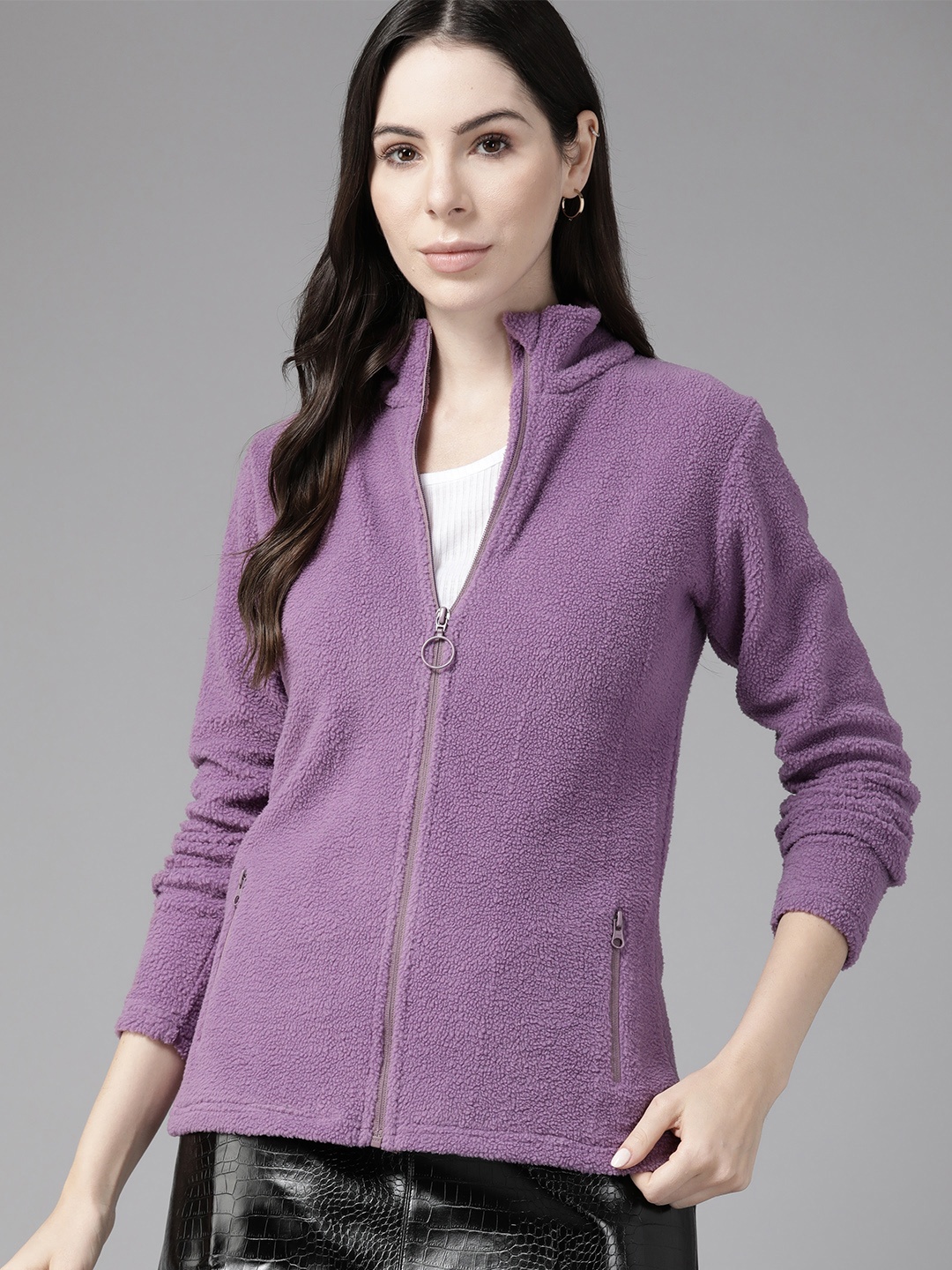 

Roadster Women Solid Sweatshirt, Purple