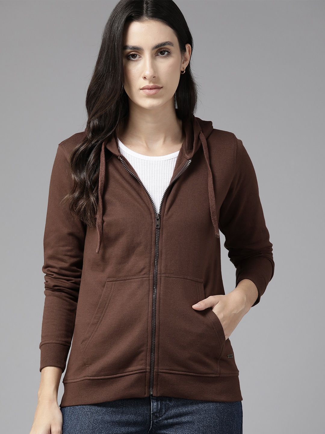 

Roadster Women Hooded Sweatshirt, Coffee brown
