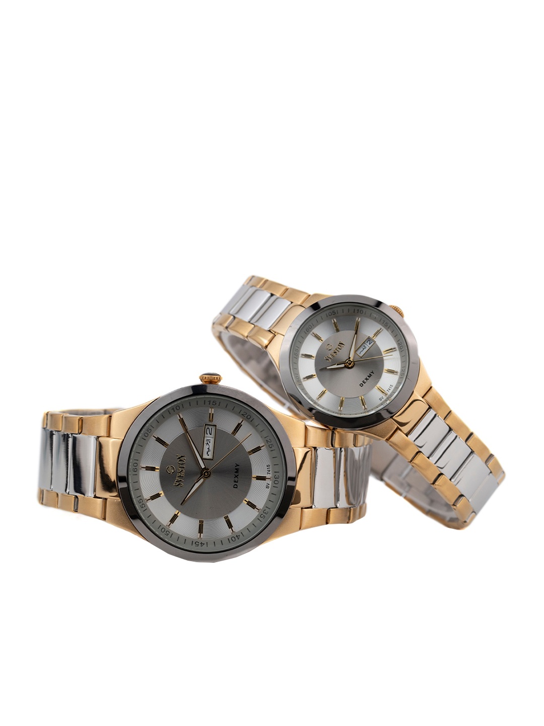 

SVESTON Textured Dial & Stainless Steel Straps Analogue His and Her Watches SV-7415CSG2S, Grey