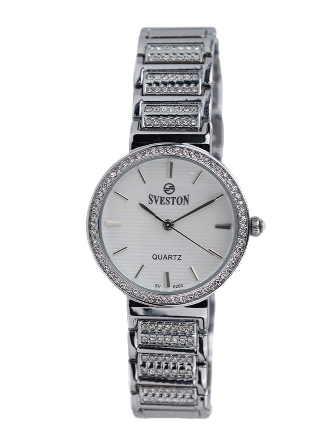 

SVESTON Women Textured Dial & Stainless Steel Straps Analogue Watch SV-6260LWS2, Silver