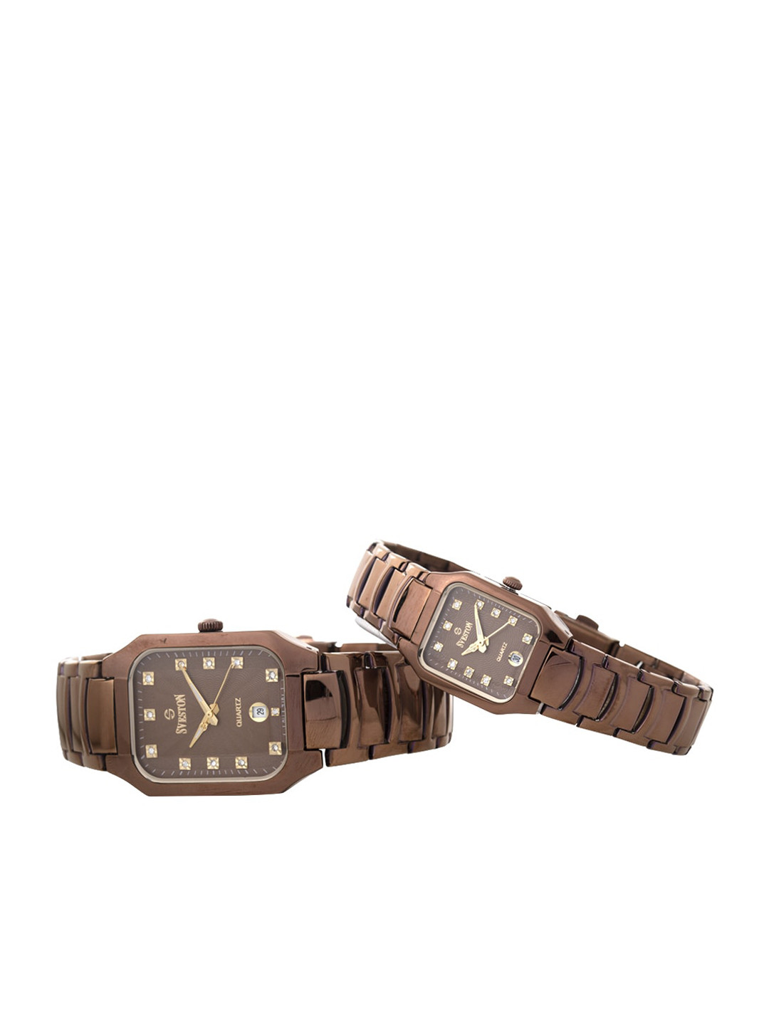 

SVESTON Unisex Set Of 2 Stainless Steel Bracelet Style Straps Analogue Watchs SV-7424CBR3, Brown