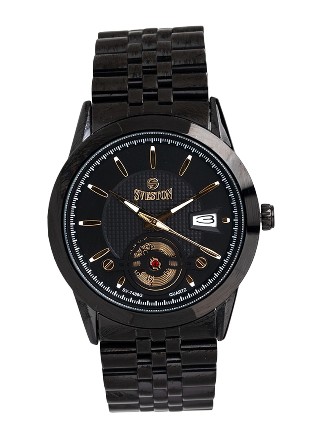 

SVESTON Men Stainless Steel Straps Analogue Watch SV-7486GB3, Black