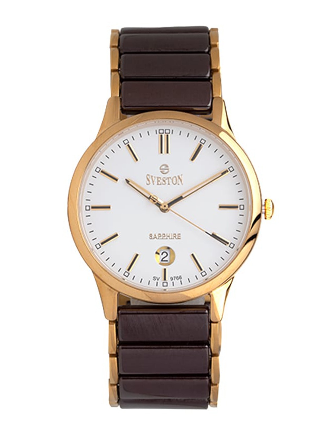 

SVESTON Men Dial & Ceramic Bracelet Style Straps Analogue Watch SVC-9766GBIGB2, White
