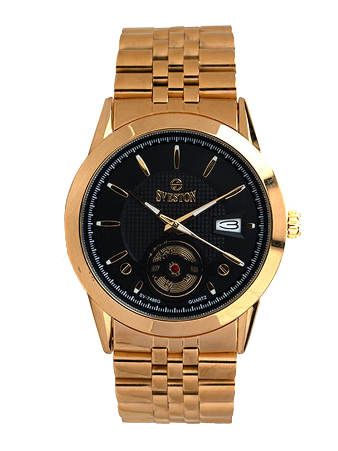 

SVESTON Men Dial & Stainless Steel Bracelet Style Straps Analogue Watch SV-7486GBG2, Black