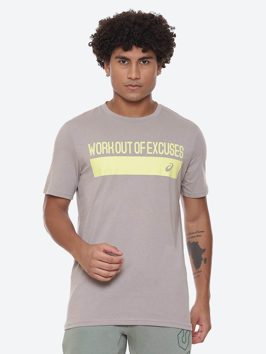 

ASICS Printed Lettering Graphic Cotton T-Shirt, Purple