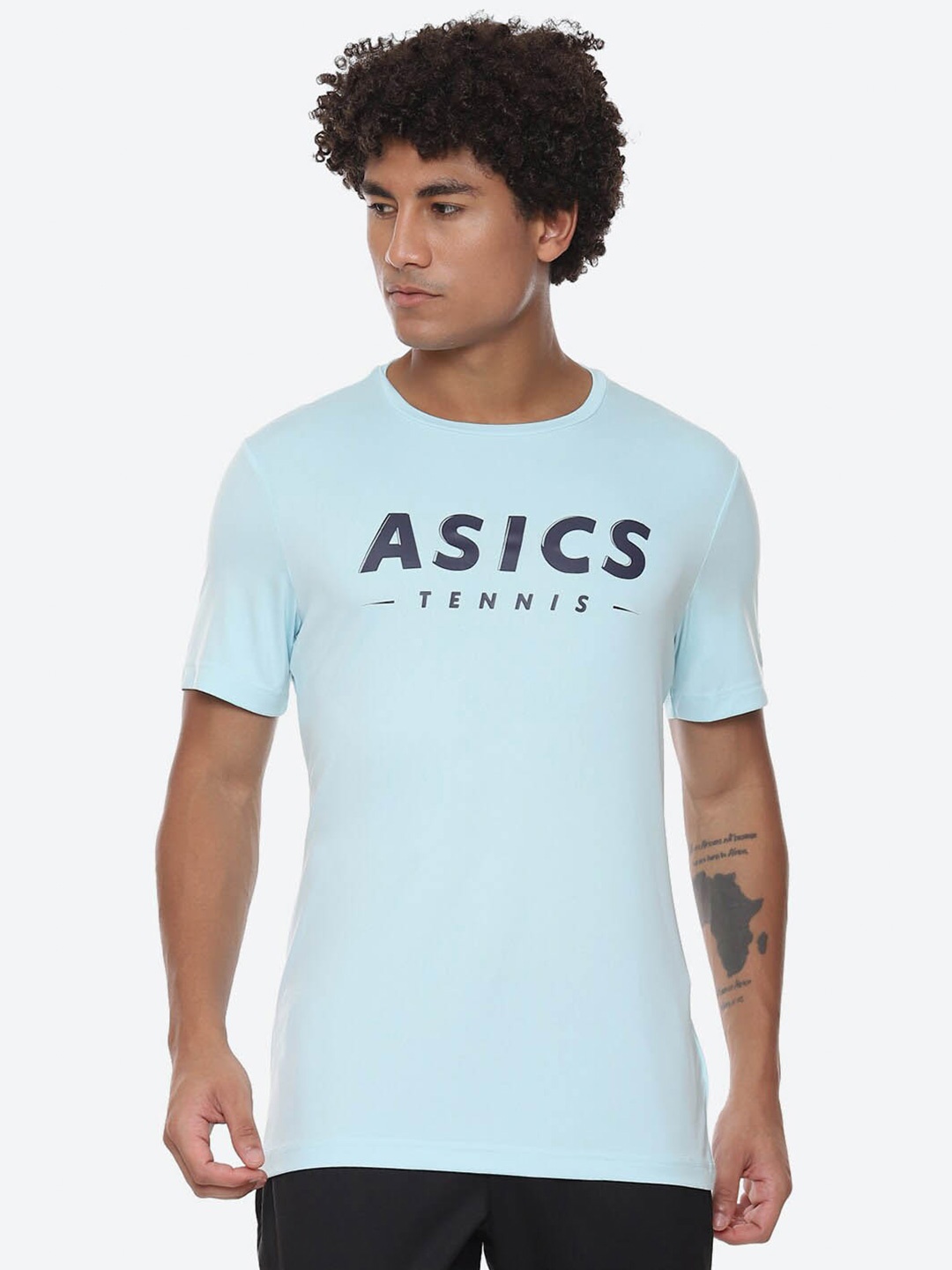 

ASICS Court Printed Round Neck Tennis T-Shirt, Blue