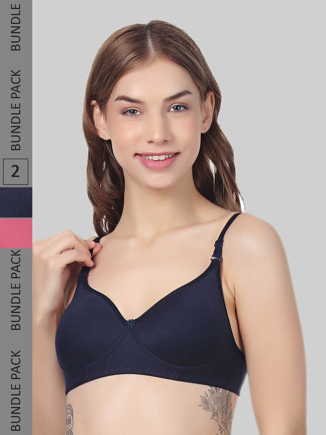 

FUNAHME Pack Of 2 Lightly Padded Full Coverage T-shirt Bra With All Day Comfort, Pink