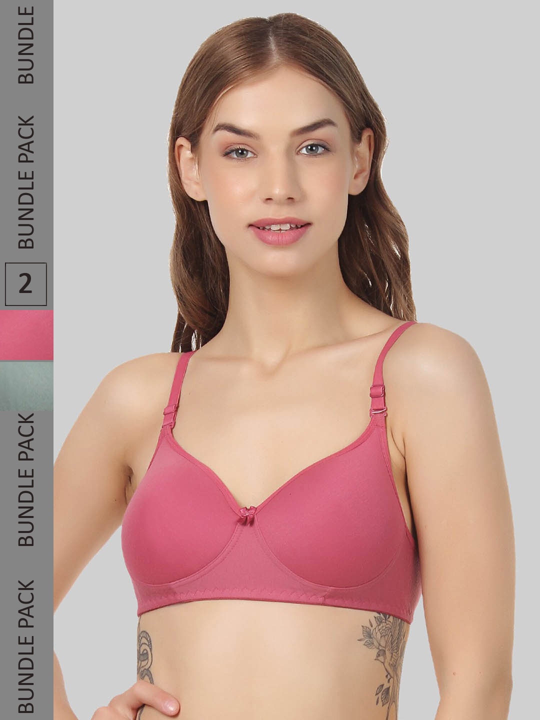 

FUNAHME Pack of 2 Full Coverage Lighlty Padded Bra With All Day Comfort, Rose