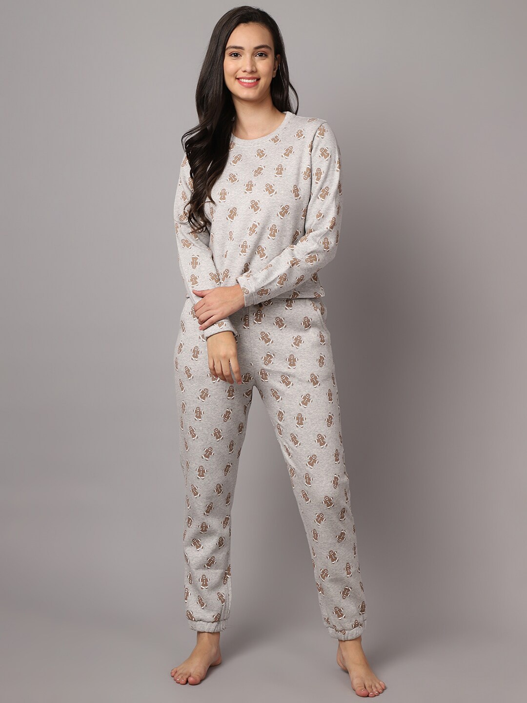 

Aerowarm Graphic Printed Night Suit, Grey