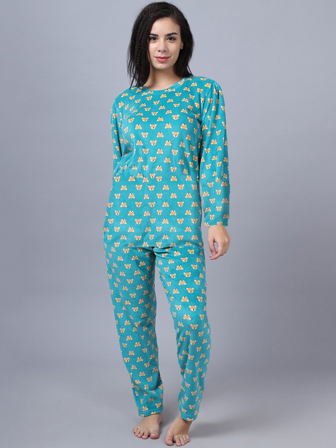 

Aerowarm Graphic Printed Night Suit, Sea green