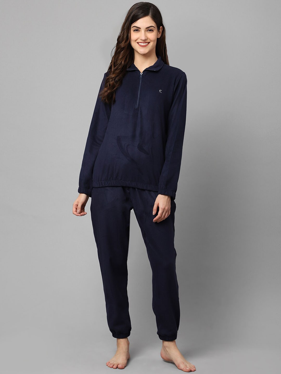 

Aerowarm Shirt Collar T-shirt With Pyjamas, Navy blue