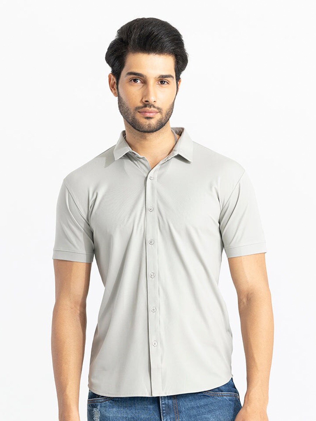 

Snitch Classic Slim Fit Opaque Casual Shirt, Grey