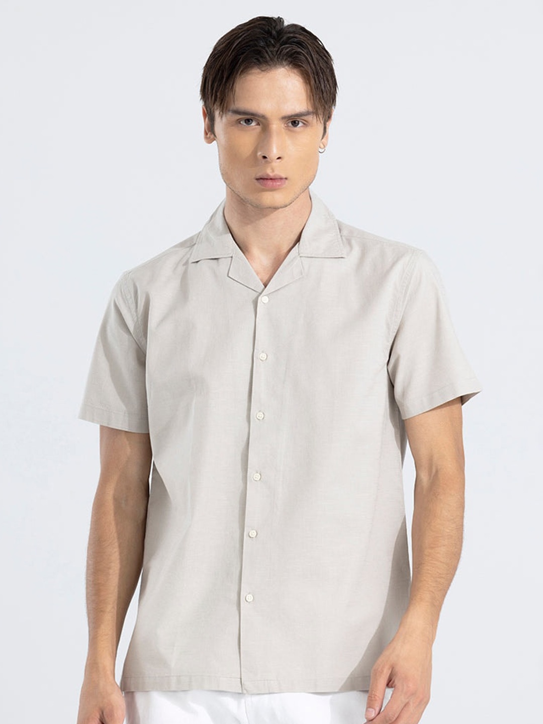 

Snitch Classic Boxy Casual Shirt, Grey