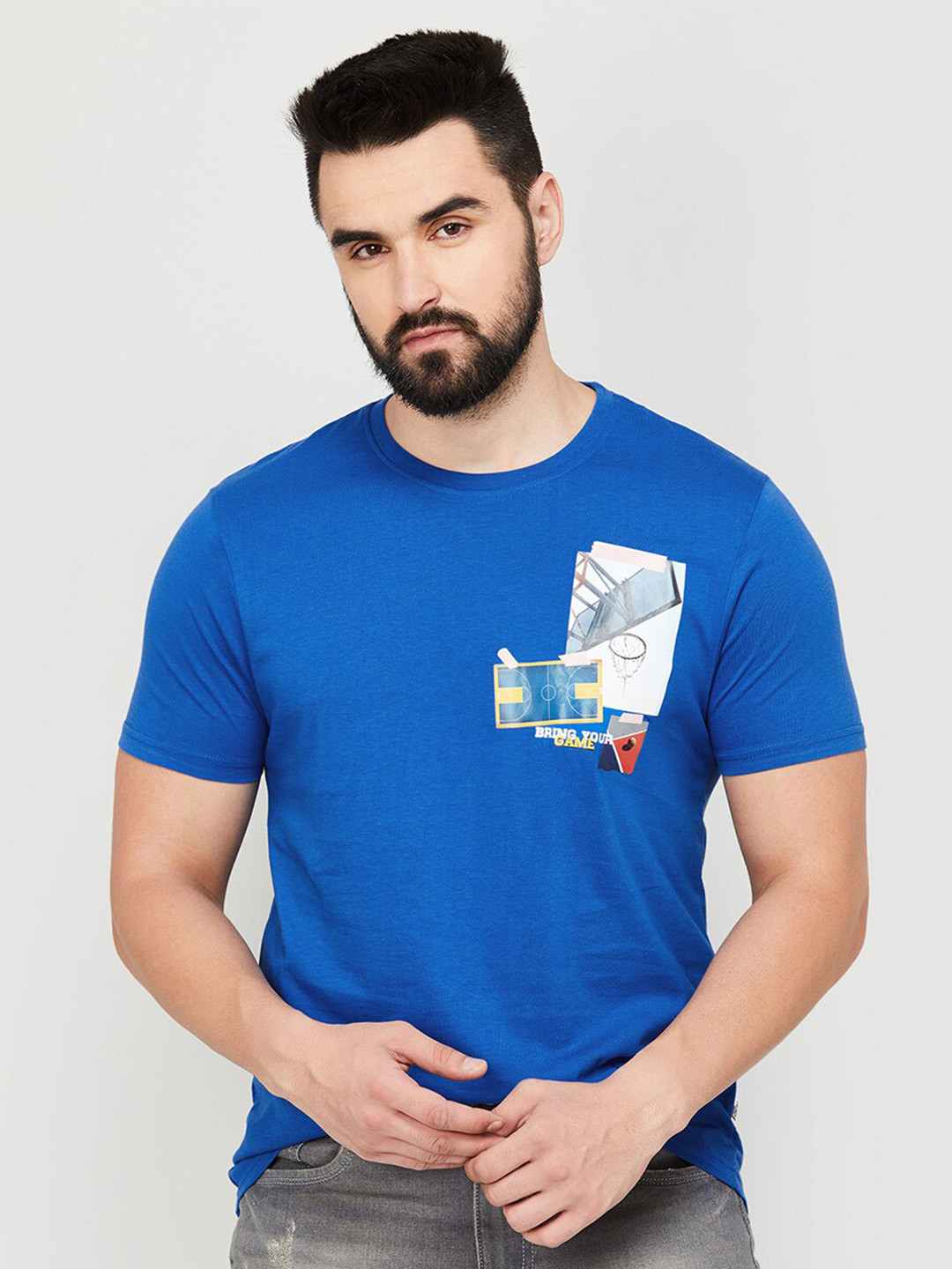 

Fame Forever by Lifestyle Graphic Printed Cotton T-shirt, Blue