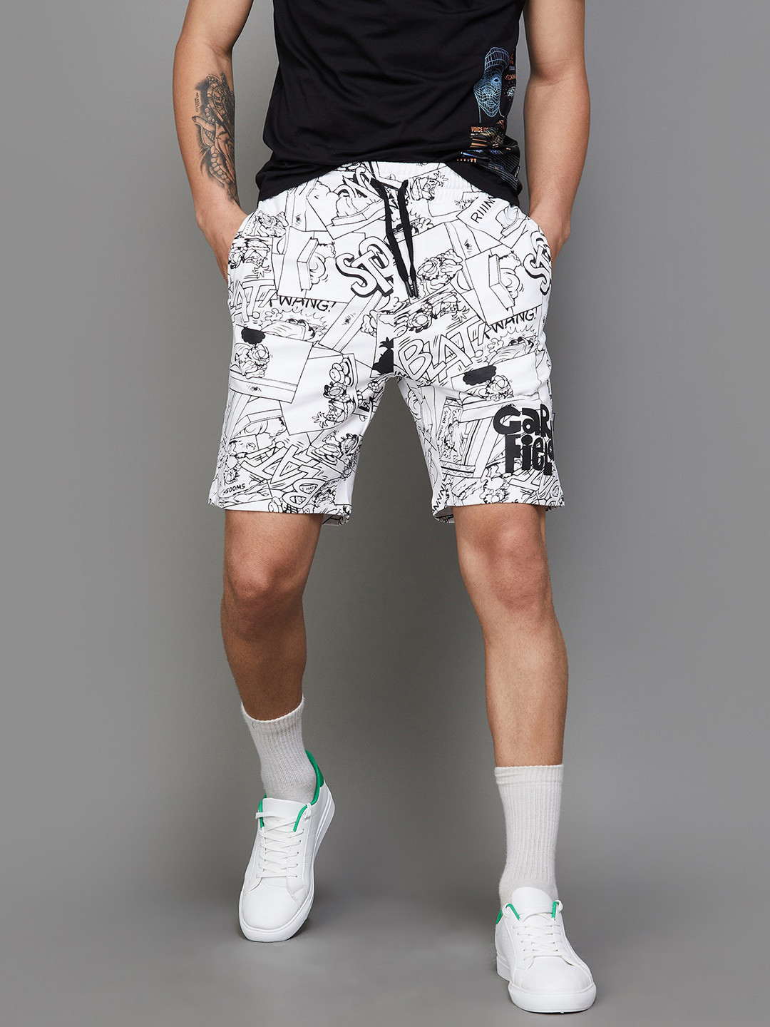 

Fame Forever by Lifestyle Men Garfield Printed Cotton Regular Shorts, White