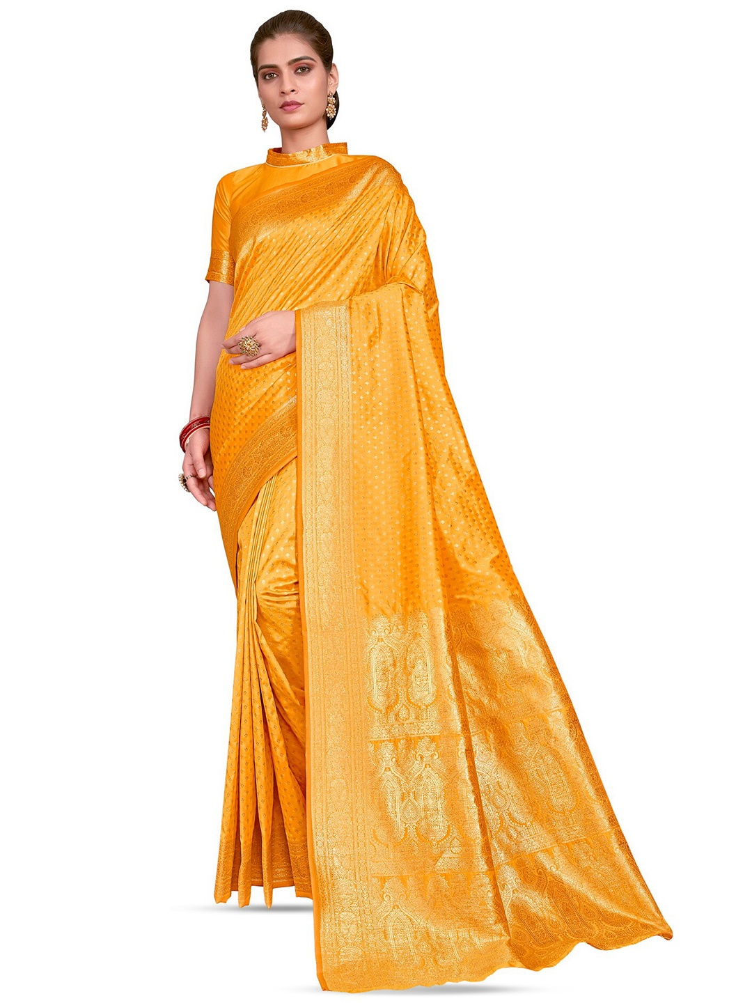 

SARIYA Woven Design Zari Banarasi Saree, Mustard