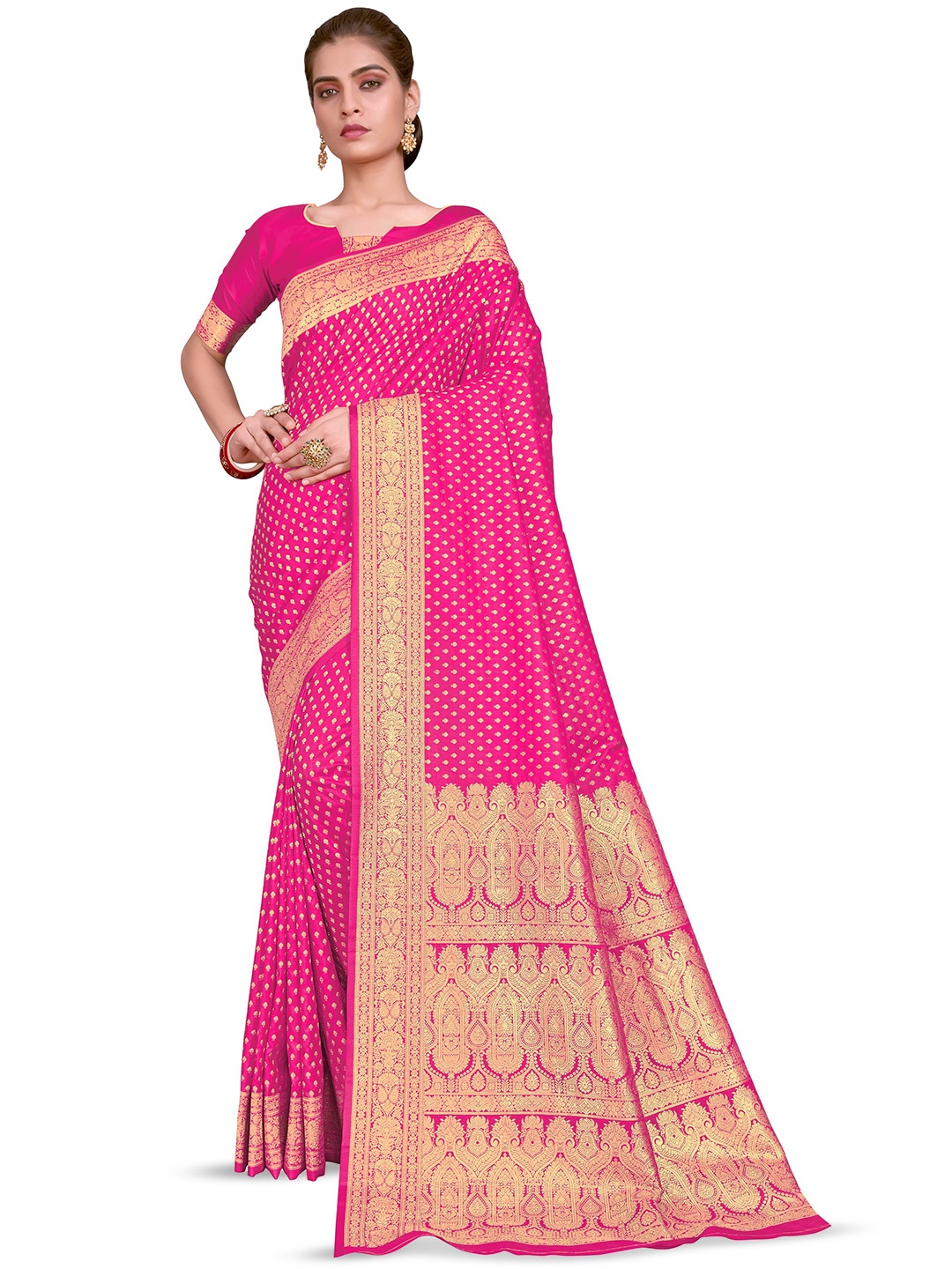 

SARIYA Ethnic Motif Woven Design Zari Banarasi Saree, Pink