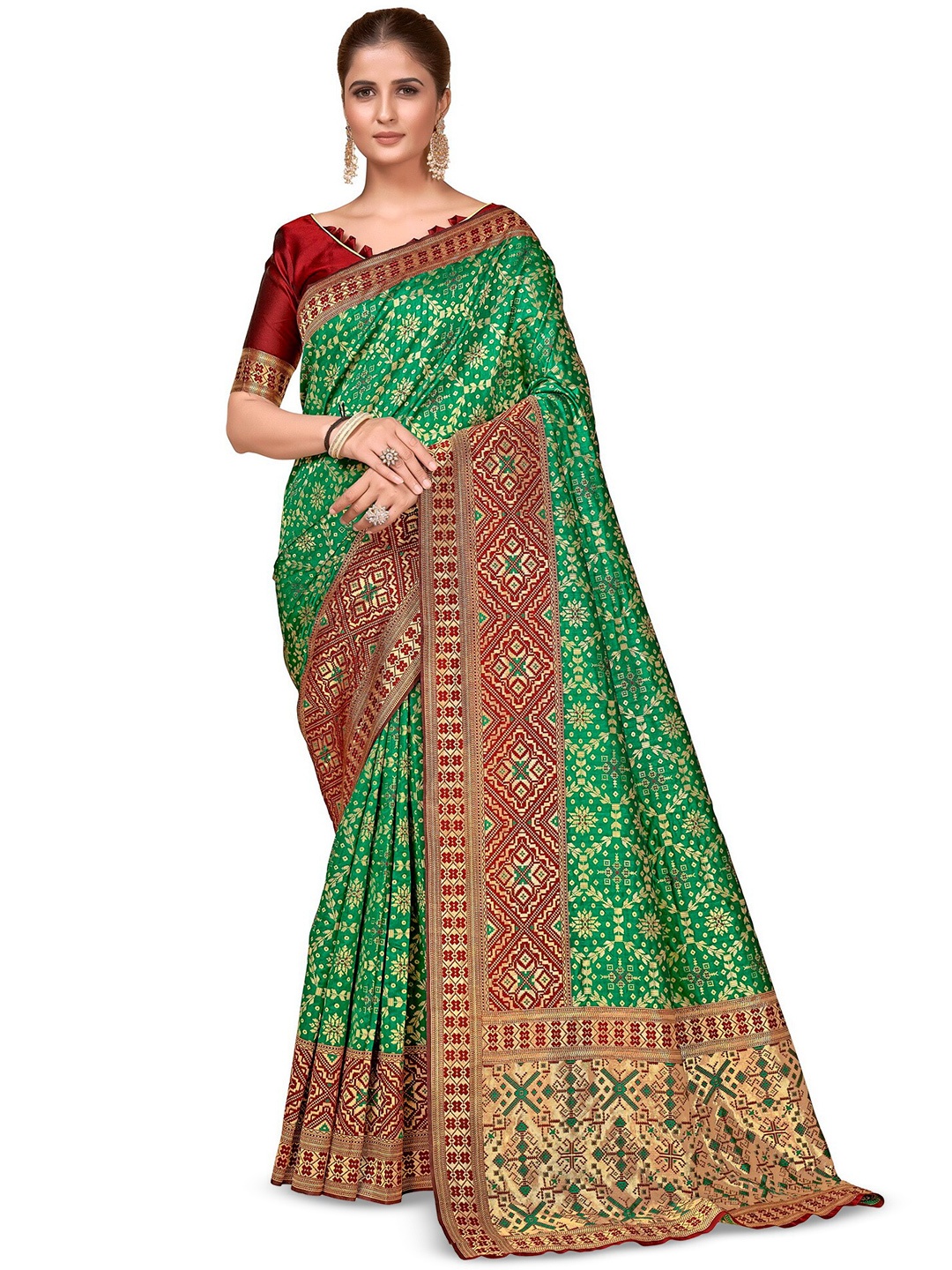 

SARIYA Woven Design Zari Banarasi Saree, Green