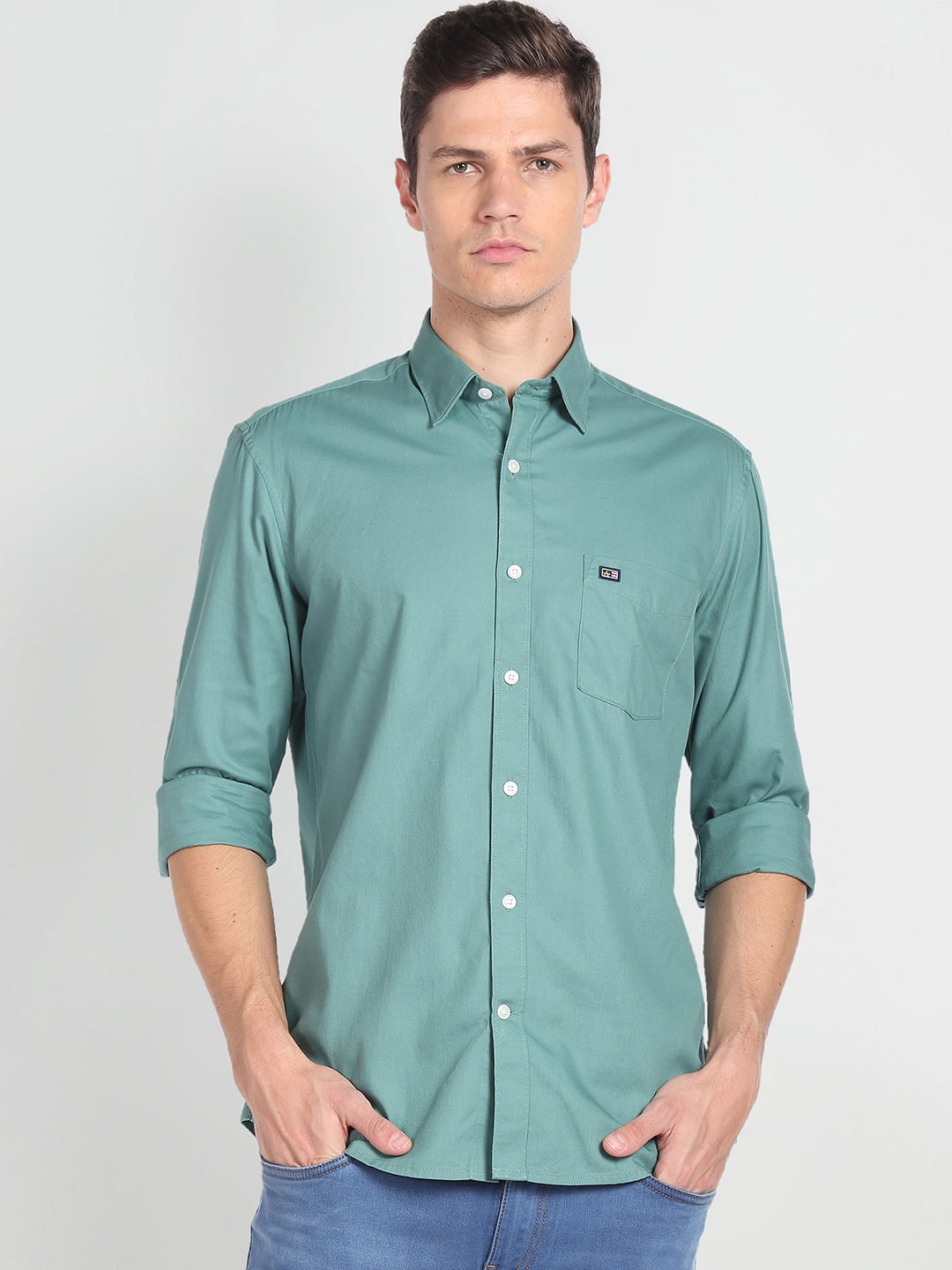 

Arrow Sport Slim Fit Pure Cotton Twill Casual Shirt, Green