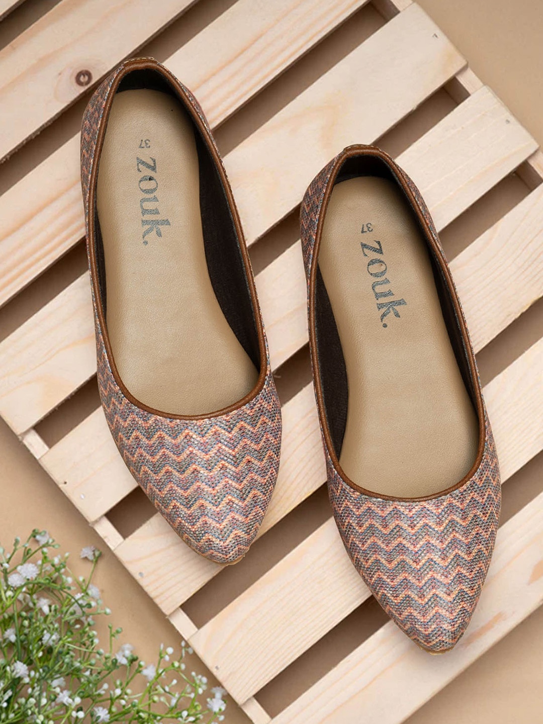 

ZOUK Morjim Waves Printed Ballerinas, Blue