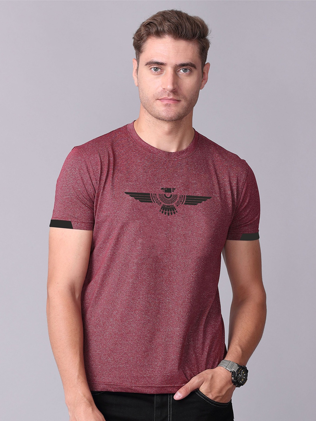 

STELLERS Round Neck T-shirt, Maroon
