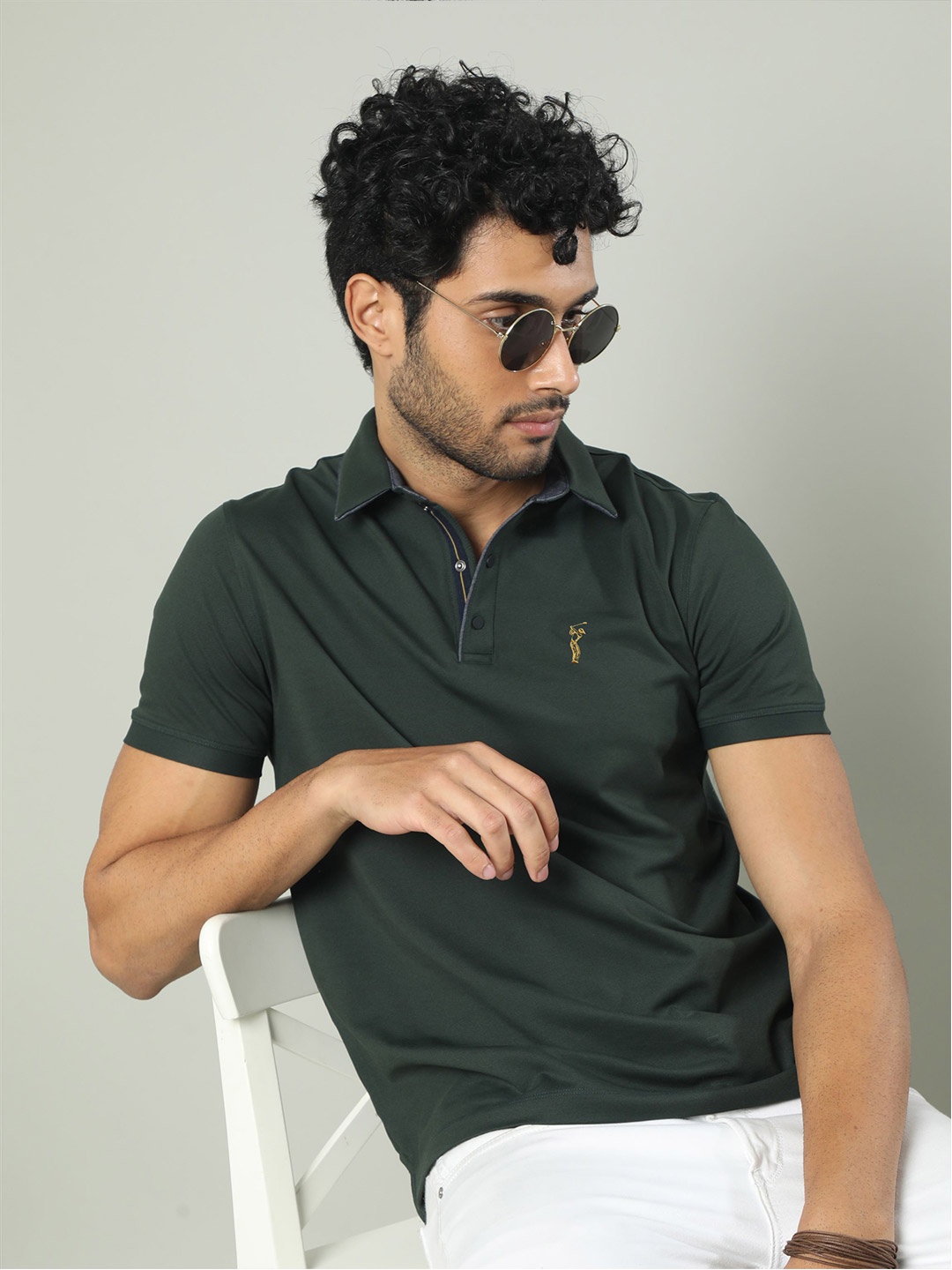 

STELLERS Regular Fit Embroidered Logo Spiumo Cotton Polo T-Shirt, Green