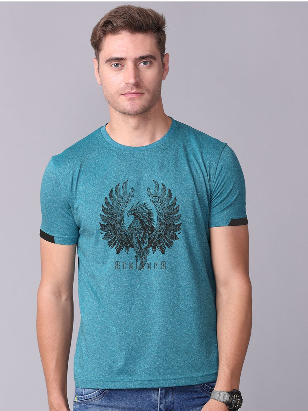 

STELLERS Graphic Printed Cotton T-Shirt, Green