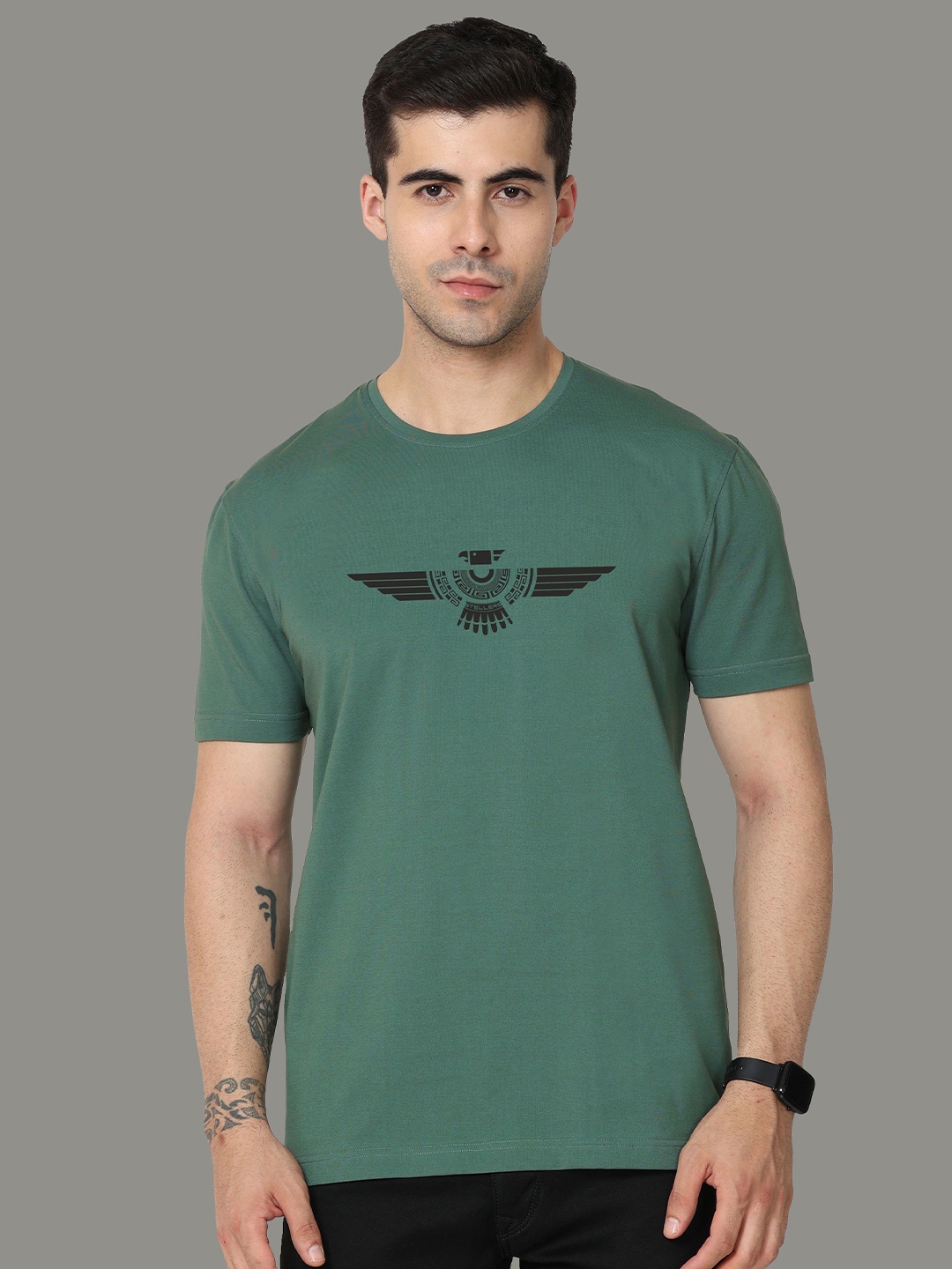 

STELLERS Graphic Printed Knitted T-shirt, Green