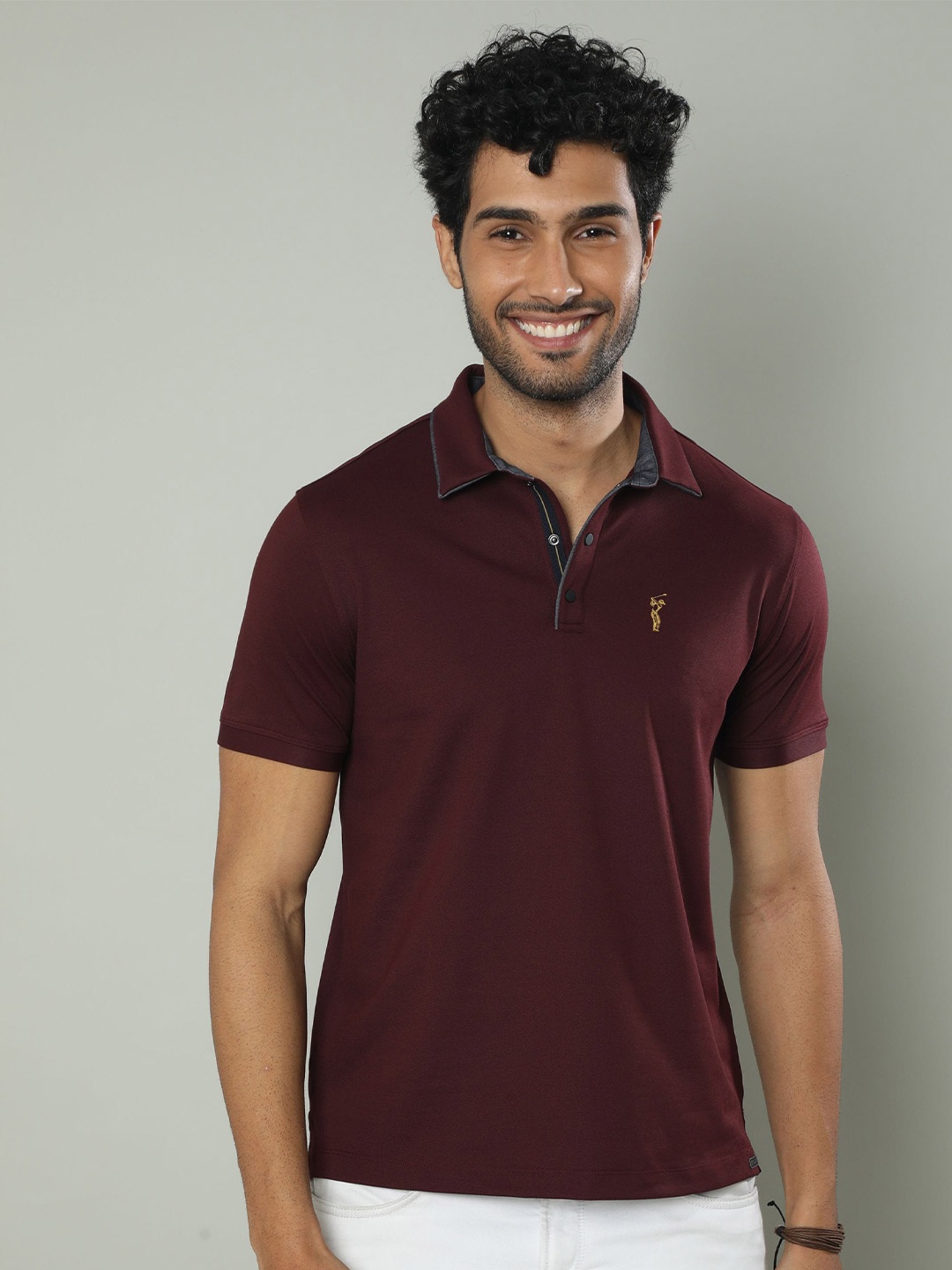 

STELLERS Regular Fit Spiumo Cotton Polo T-Shirt with Embroidered Logo, Burgundy