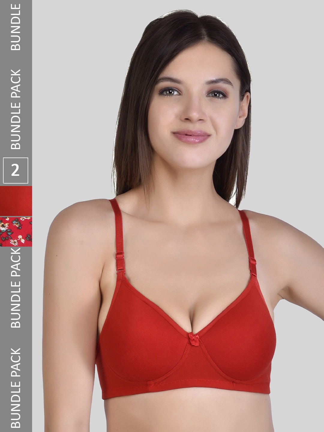 

ESOROUCHA Floral Printed Full Coverage Lightly Padded T-shirt Bra With All Day Comfort, Red