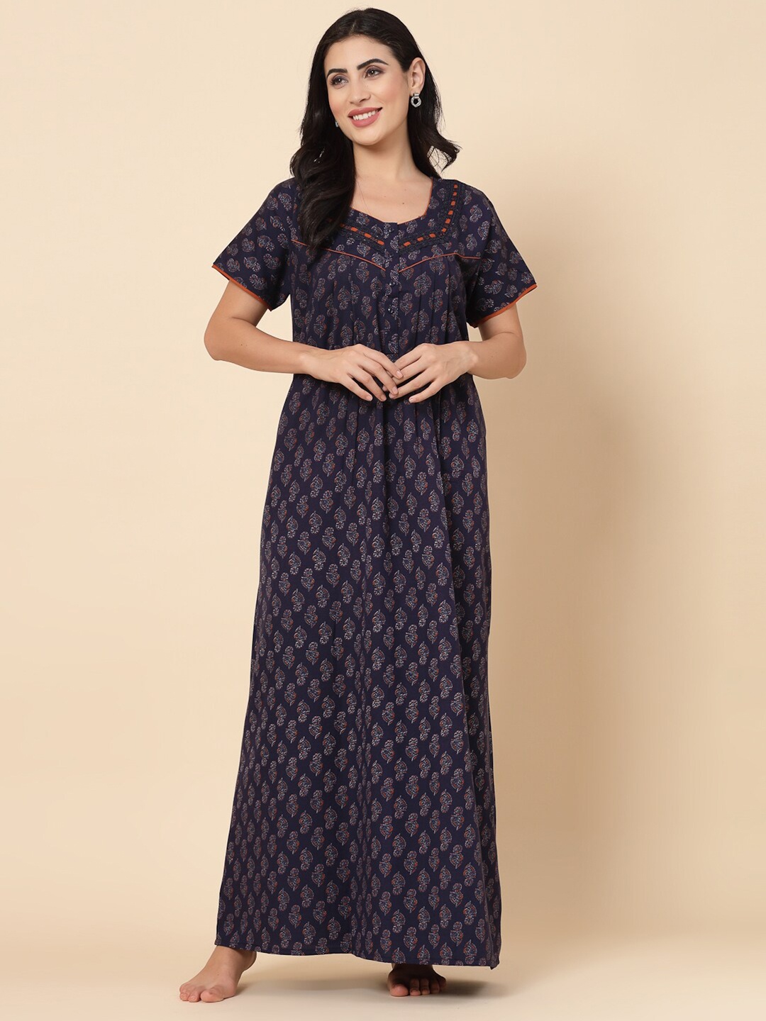 

Sweet Dreams Floral Printed Maxi Nightdress, Navy blue