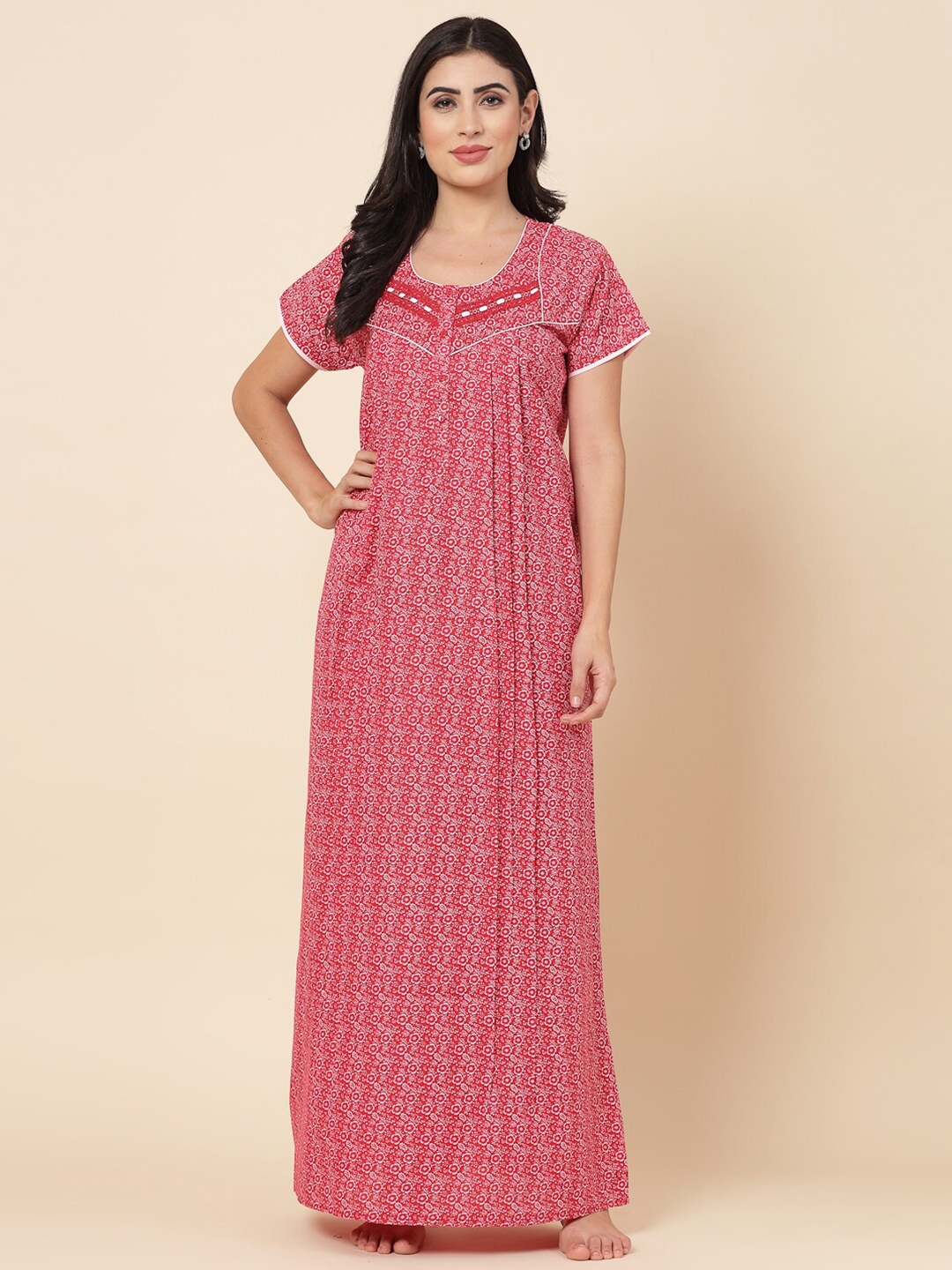 

Sweet Dreams Floral Printed Maxi Nightdress, Red