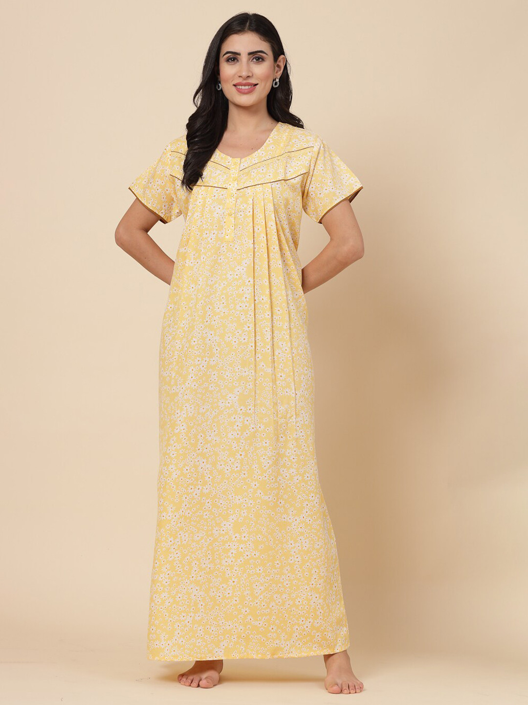 

Sweet Dreams Floral Printed Maxi Nightdress, Yellow