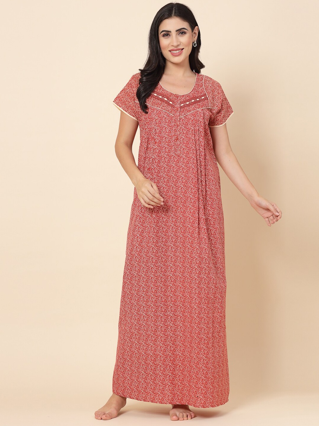 

Sweet Dreams Floral Printed Maxi Nightdress, Orange