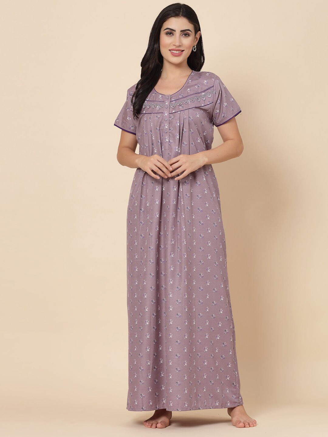 

Sweet Dreams Floral Printed Maxi Nightdress, Purple