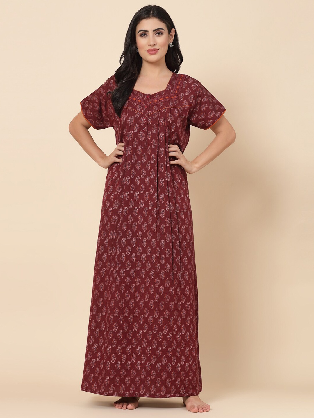 

Sweet Dreams Floral Printed Maxi Nightdress, Maroon
