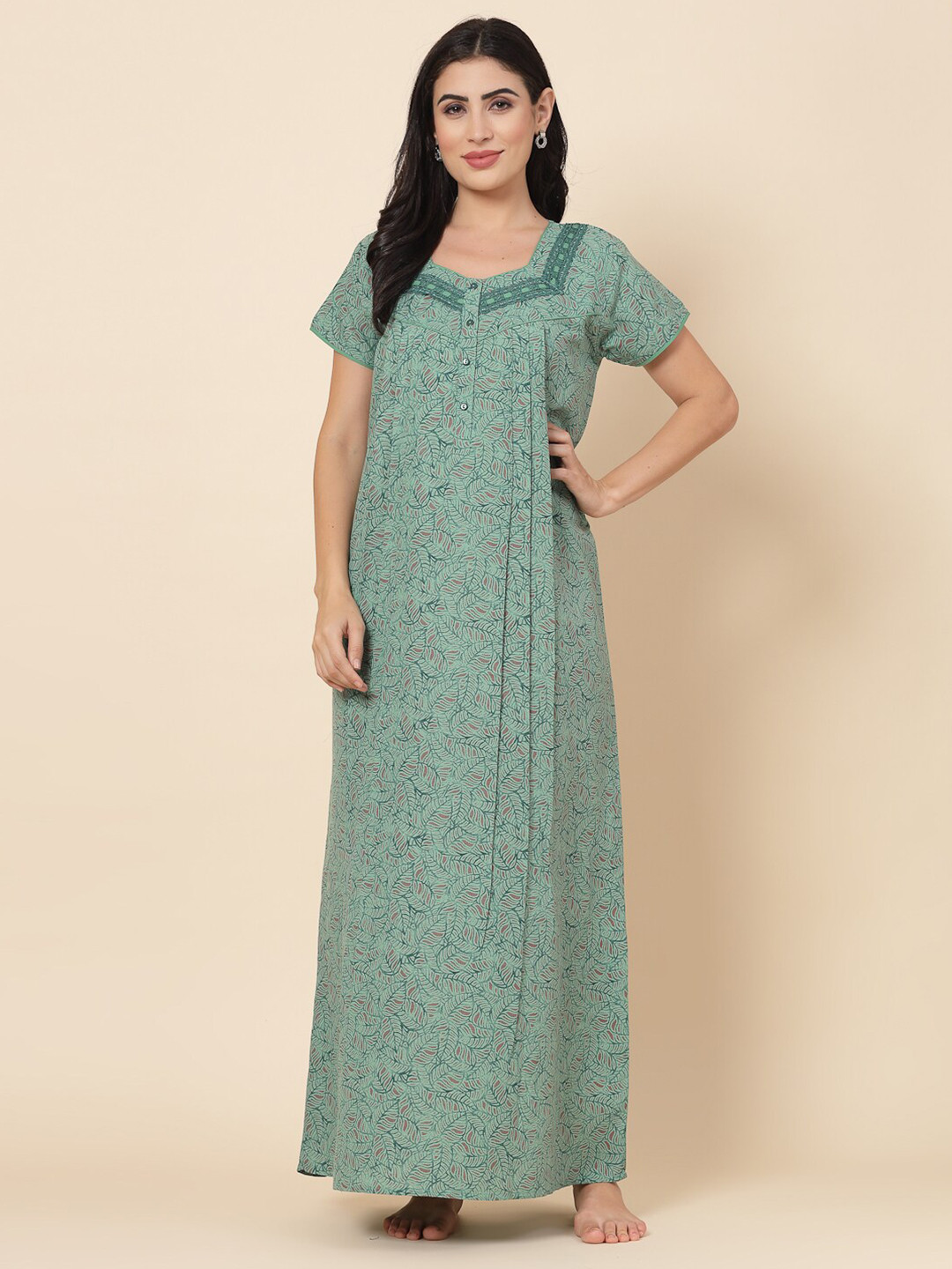 

Sweet Dreams Floral Printed Maxi Nightdress, Green