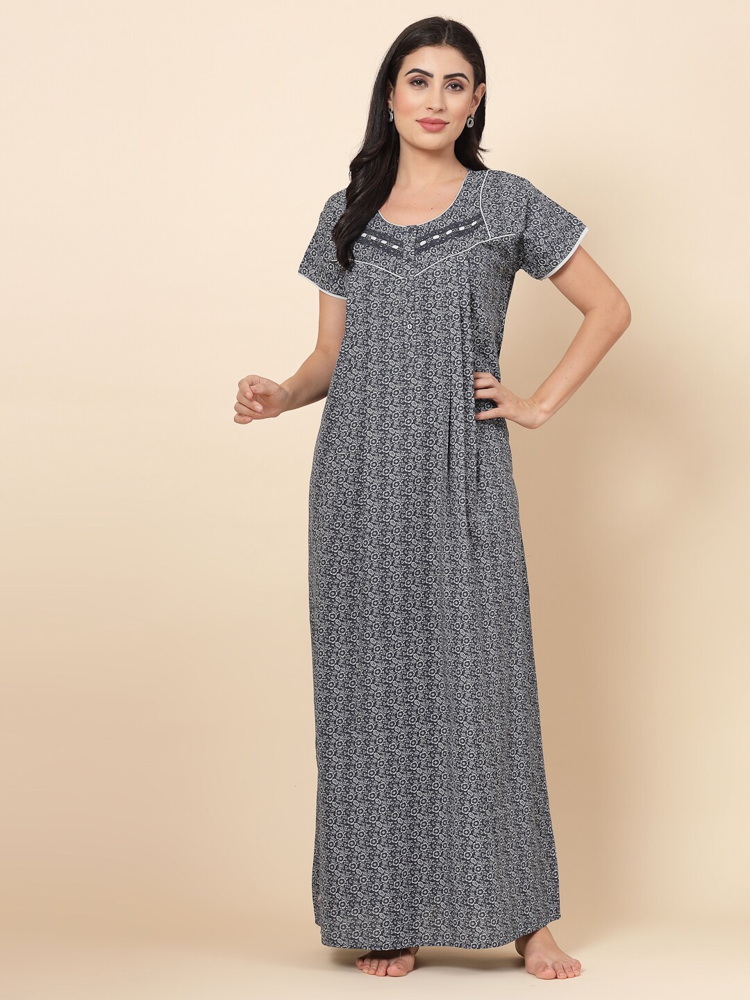 

Sweet Dreams Floral Printed Maxi Nightdress, Grey